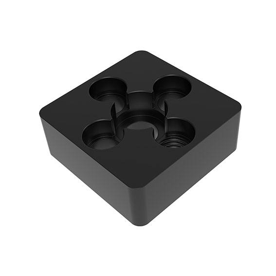Transport- und Fußplatte 40x40 ZN, seitlich M10 schwarz